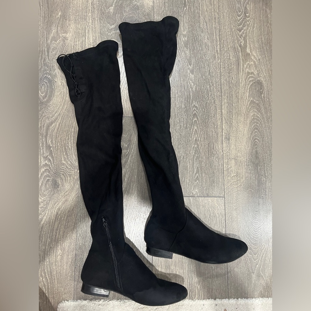 ASOS Kasba flat over the knee boots black suede - size 6